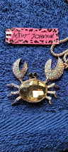 New Betsey Johnson Necklace Crab Clear Rhinestone Beach Collectible Decorative   - £11.91 GBP
