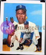 Jackie Robinson LA Dodgers MLB Baseball Art Original Oil Painting 3 - $5,255.70 CAD