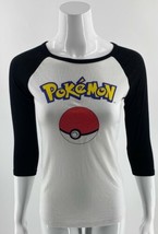 Pokemon Raglan Top Size XS White Black Graphic Tee Shirt Womens - $13.86