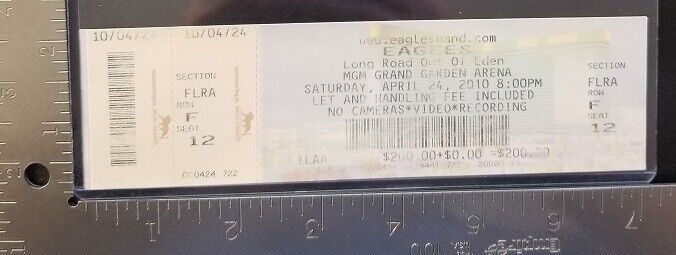 THE EAGLES / GLENN FREY - ORIGINAL 4/24/2010 UNUSED WHOLE FULL CONCERT T... - $15.00