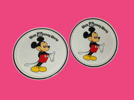 Two (2) Vintage Disneyland Walt Disney  11&quot; Mickey Mouse Metal Tin Plates - £14.14 GBP