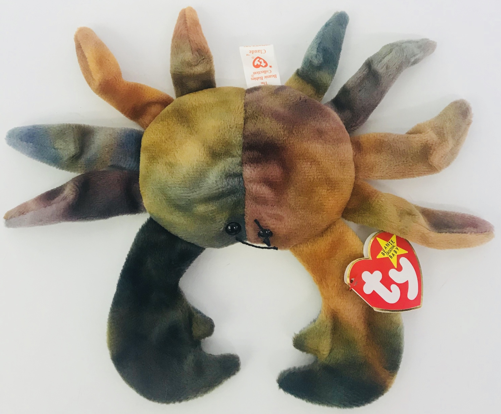 Ty Claude Tie dye Crab Beanie Babies 8