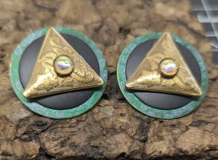 90&#39;s Triangle Round  Earrings Pierced Vintage  Statement Fashion Costume... - $13.86