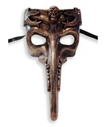Copper Skull Red Eyes Long Nose Masquerade Mardi Gras Mens Mask - $471.36 MXN