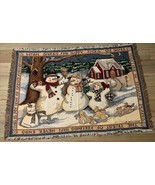 Susan Winget Snowman Warm Smiles Tapestry 44”x63” - $450.18 MXN