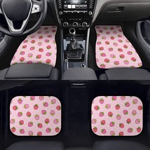 Pink Strawberry 4-Piece Car Floor Mats Front and Rear Rubber Backing Carpet - £58.19 GBP