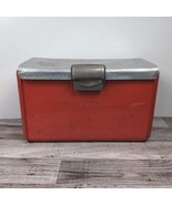 Vintage Retro Red Metal Cooler Thermaster by Poloron Aluminum Ice Chest ... - $116.84