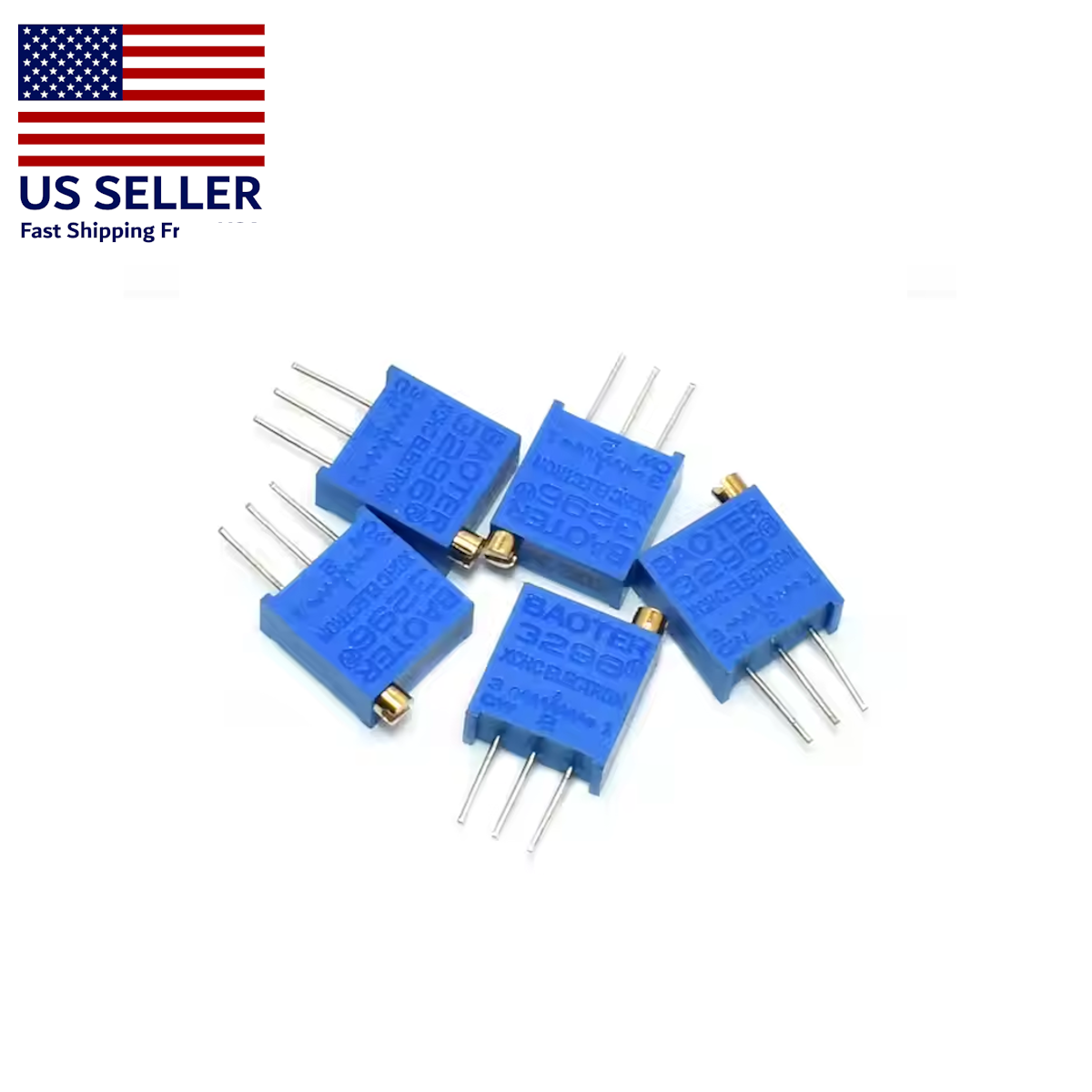Potentiometers (5) 3296W (205) Trimmer Pot 2m Ohm Top Slot Twenty Five Turn - $4.95