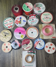 Huge Lot Of Assorted Vintage Holiday Bow Gift Tie Ribbon Satin/Felt/Paper - £15.14 GBP