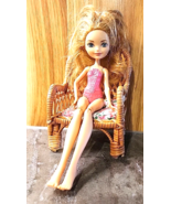 Miniature Boho Rattan Doll Chair Floral Cushion Pink 6.25&quot; - $282.06 MXN