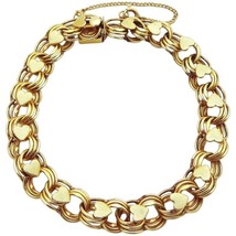 Vintage A&amp;Z 12K Gold Filled Triple Link Charm Bracelet with Hearts 8 In.... - $85.00
