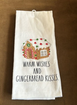 Rae Dunn Christmas Warm Wishes &amp; Gingerbread Kisses 2 Towels Cotton - £17.25 GBP