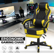 Yellow[Lumbar Support+Footrest]Racing Chair Home Ergonomic Gaming Reclining Seat - £204.82 GBP