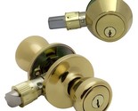 J &amp; D Lock Company Mobile Home Entry Lock and Deadbolt Set, Brass (2 Pack, - £55.84 GBP