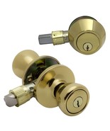 J &amp; D Lock Company Mobile Home Entry Lock and Deadbolt Set, Brass (2 Pack, - £54.68 GBP