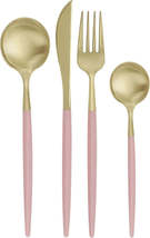 Dusty Rose &amp; Gold Assorted Cutlery (12pcs) - £4.87 GBP