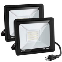 2 Pack Led Flood Lights Outdoor, 5000Lm Led Work Light With Plug, 6500K ... - $28.99