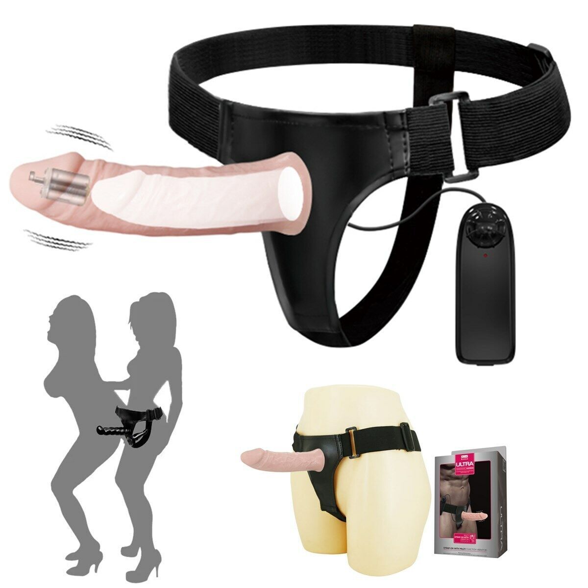 Adult Sex Toy Strap on Dildo Hollow Penis Realistic Sex G Spot Vibrator ... - $16.31