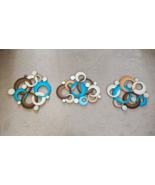 3-piece Turquoise Modern Bubble Circles with Mirrors, Blue Brown Wall Sc... - $8,234.73 MXN