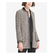 DKNY Womens Size 8 Gray Black Tweed Hidden Clasp Front Jacket NWT N68 - £53.95 GBP