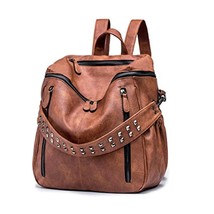 ROULENS Faux Leather Backpack For Women | Fashion Convertible Purse | Casual Tra - £78.31 GBP