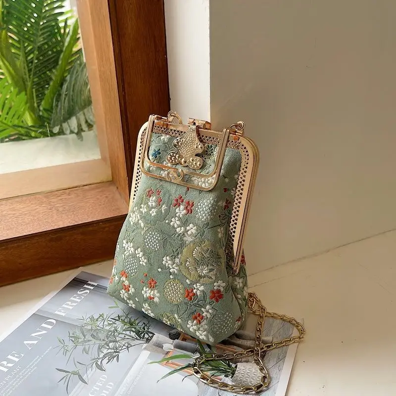 Strawberry Women&#39;s  Handbags Purses Bags Hand Phone Bag Cotton Canvas Vintage Ch - £37.55 GBP