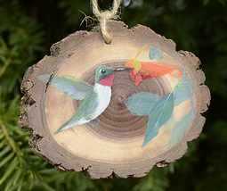 Hummingbird ornament/wall plaque, hand-painted to order - $65.00