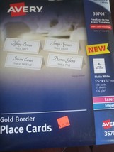 Avery 35701 Gold Place Cards 3 3/4&quot; x 1 7/16&quot; 150 Cards On 25 Sheets-New... - $25.62