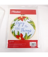 Herrschners Enjoy The Little Things Sign Embroidery Kit Stamped Fabric - £14.79 GBP