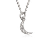 Small micro pave crescent Women&#39;s Necklace .925 Silver 274025 - £36.15 GBP