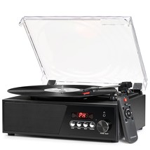 Vinyl Record Player Bluetooth With Usb Digital Fm Radio Remote Control Vintage T - £77.17 GBP