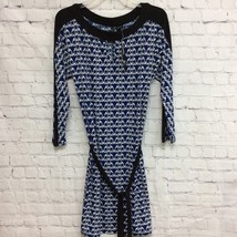 New Directions Womens Sweater Dress Blue Black Geometric Stretch Crew Pe... - $5.04