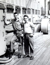 Men On Boat Deck Original Found Photo Vintage Photograph Big Ship Antique - $9.89