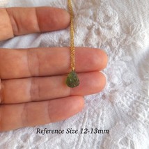 14k Gold Plated Moldavite Raw Pendant Necklace 925 Silver Necklace - $43.99