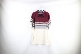 Vintage 90s Streetwear Mens XL Faded Rainbow Striped Collared Golf Polo Shirt - £31.62 GBP