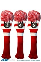 RED WHITE # 3 4 5 Pom FAIRWAY METAL WOOD golf club headcover cover Set c... - $47.78 CAD