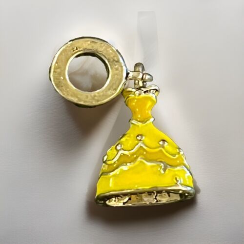 Pandora Disney 925 Sterling Silver ALE Princess Belle Yellow Dress Dangle Charm - $27.07