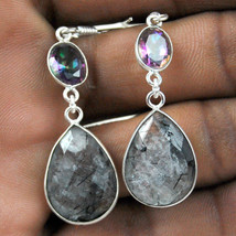 925 Sterling Silver Handmade Morganite Quartz Gemstone Earrings Her Gift ES-1063 - £26.98 GBP