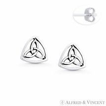 Trinity-Knot Triquetra Irish / Celtic Charm Stud Earrings in 925 Sterling Silver - £10.54 GBP
