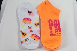 Ladies 2 pr. Low-Cut Socks (new) CAMP FOR LIFE - ORANGE &amp; WHITE - £7.33 GBP