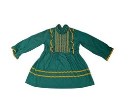 Vintage Toddler Girls Size 4 Sears Green Smocked Dress  - $29.65