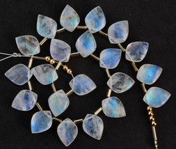 Natural 20 piece smooth pointed leaf Rainbow Moonstone gemstone briolett... - $104.99