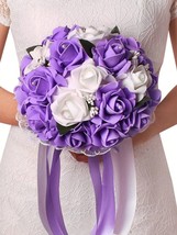 1pc Bridal Bouquet Bridesmaid Bouquet Artificial Foam Rose Flowers Silk ... - $47.02