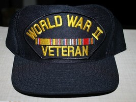 WWII Veteran Baseball Hat Mesh Trucker Cap Snap Back Hat World War II WW2 - £9.50 GBP