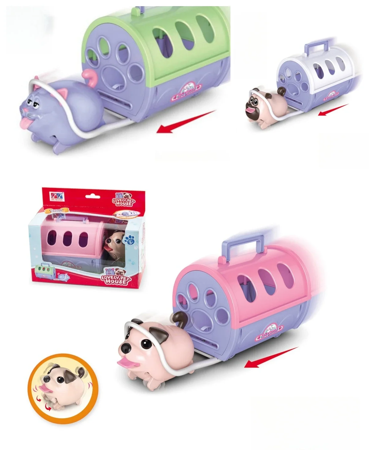 Electronic Pets Dog/Mouse Cartoon Animal Souvenirs Pulling Carts Robotic Set - £16.95 GBP