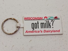 Vintage Wisconsin America&#39;s Dairyland Got Milk ? Rubber Keychain - £7.90 GBP