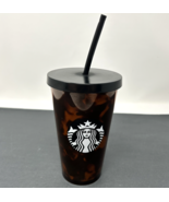 Starbucks 16 oz Cold Cup Tumbler Tortoise Shell Mocha Swirl With Straw - $14.24