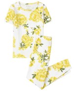 NWT The Childrens Place Girls Floral Short Sleeve Cotton Pajamas Set - £5.08 GBP