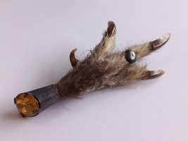 Antique Vintage 1930-s Scottish Silver Citrine Grouse Foot Claw Kilt Brooch. - £73.66 GBP