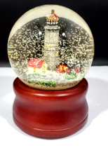 Lighthouse Snow Globe with Cottage - LL Bean Winter Snow Scene CLEAN and... - $29.69
